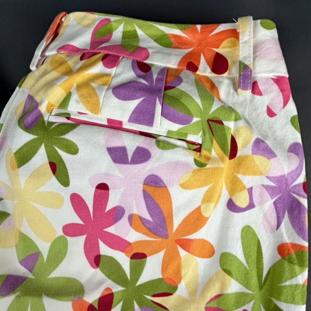 Talbots Flower Power Crazy Daisy Colorful Crop Dress Pants Size 10 - Picture 6 of 14